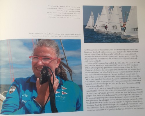 Tina Buch ud Stephie Obermeier bei der Regattaleitung in Kiel (Bilder aus dem Buch von Heinrich Hecht zur Kieler Woche (kann im SVG erworben werden)